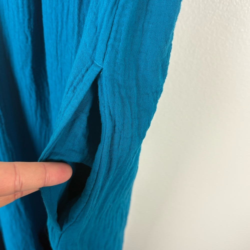 Soma Weekend Smocked Ruffle Strap Pintucked Midi Dress in Blue - Picture 4 of 15